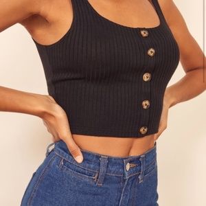 Reformation black ribbed tank top "Elle"